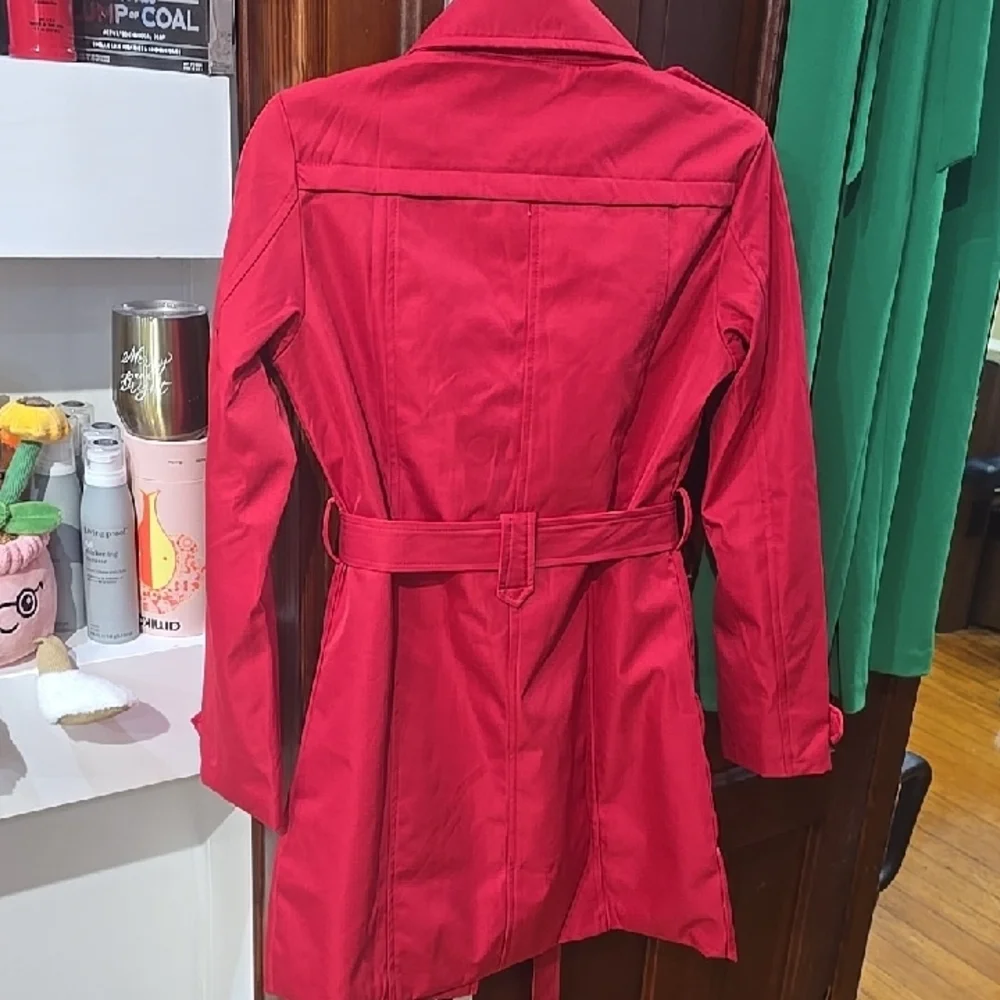 Wonder Nation Women's Vibrant Red Trench Coat - Picture 3 of 4